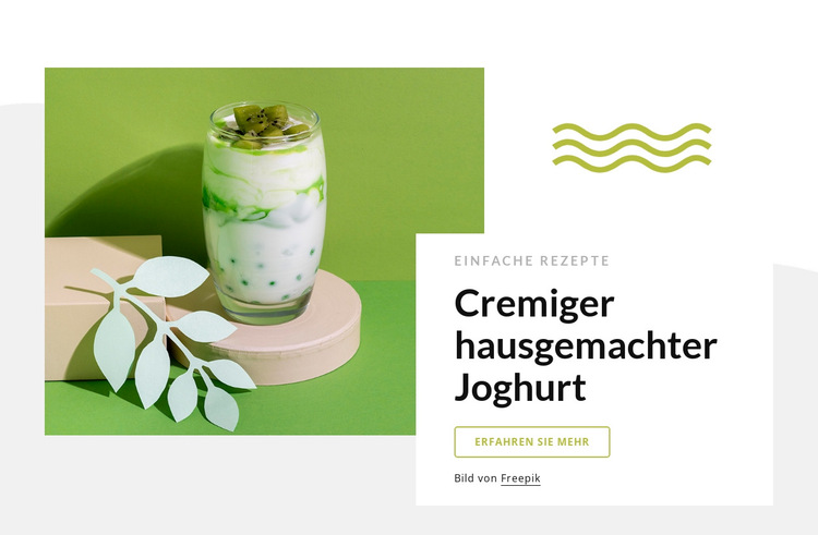 Cremiger hausgemachter Joghurt Website-Vorlage