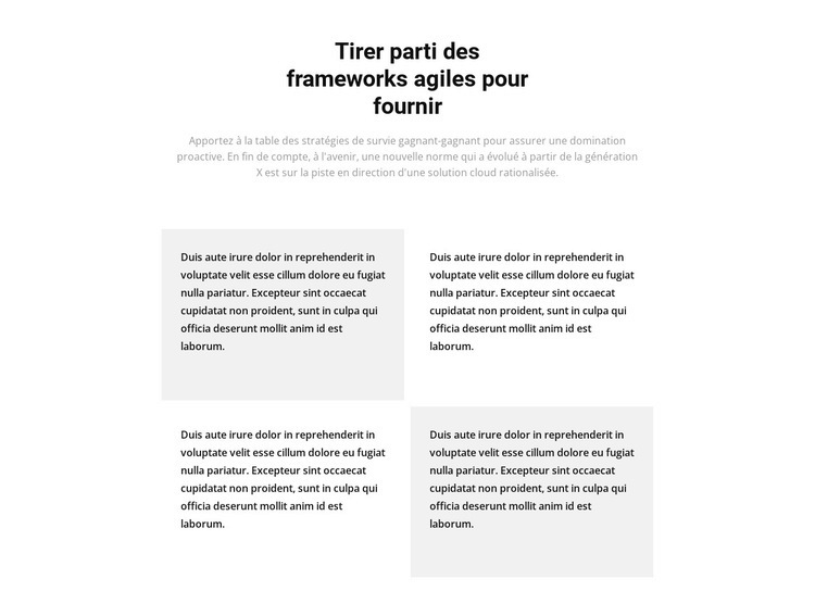 Quatre blocs de texte et un titre Modèles de constructeur de sites Web