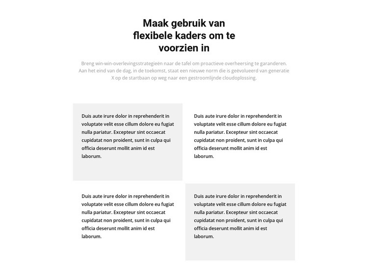 Vier tekstblokken en een titel Sjabloon voor één pagina