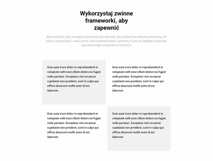 Cztery bloki tekstu i tytuł Kreator witryn internetowych HTML