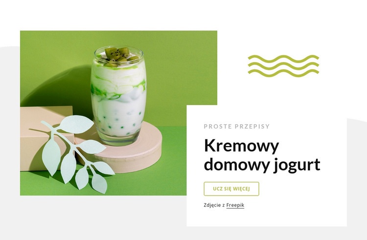 Kremowy jogurt domowy Makieta strony internetowej