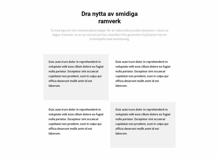 Fyra textblock och en titel CSS -mall