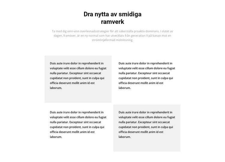 Fyra textblock och en titel Webbplats mall