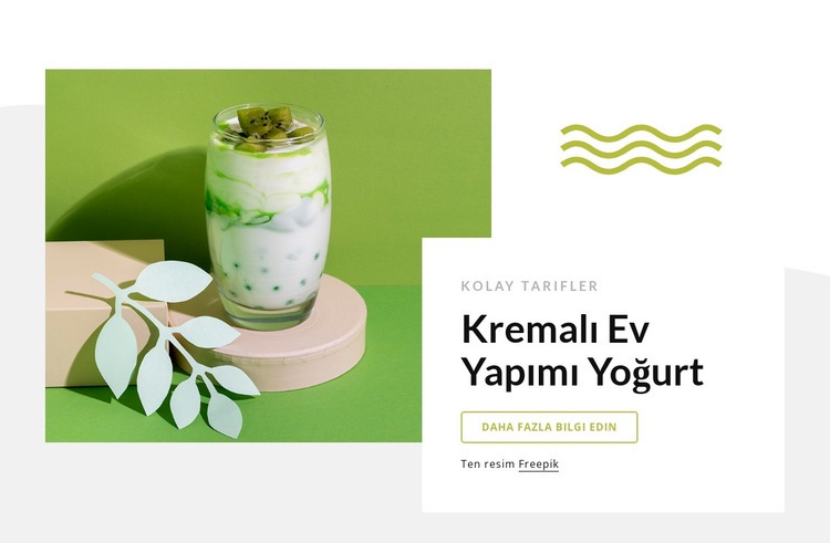 Kremalı ev yapımı yoğurt Web Sitesi Mockup'ı
