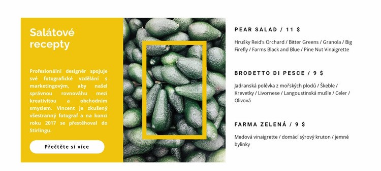 Recepty na zeleninový salát Šablona webové stránky
