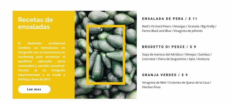 Recetas De Ensaladas De Verduras Maqueta de sitio web