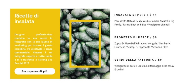 Ricette Insalata Di Verdure Mockup del sito web