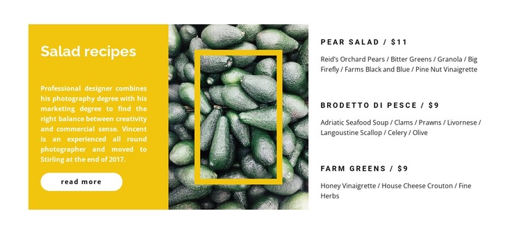 Vegetable Salad Recipes Web Page Design