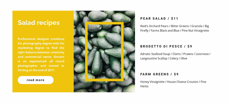 Vegetable Salad Recipes Website Design