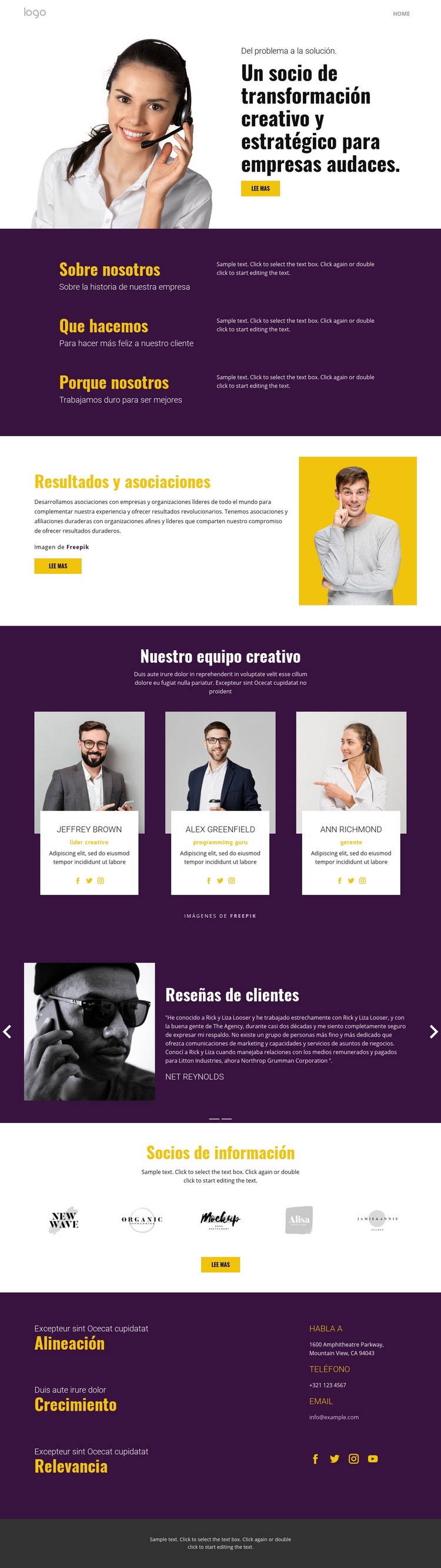 Estrategia creativa en los negocios Plantillas de creación de sitios web