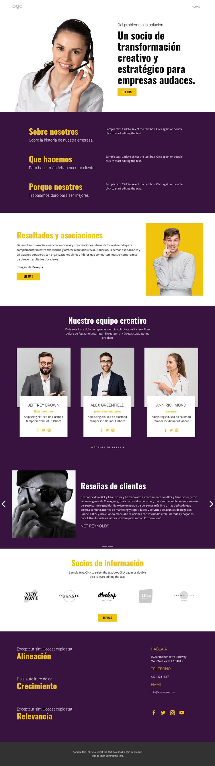 Estrategia creativa en los negocios Maqueta de sitio web