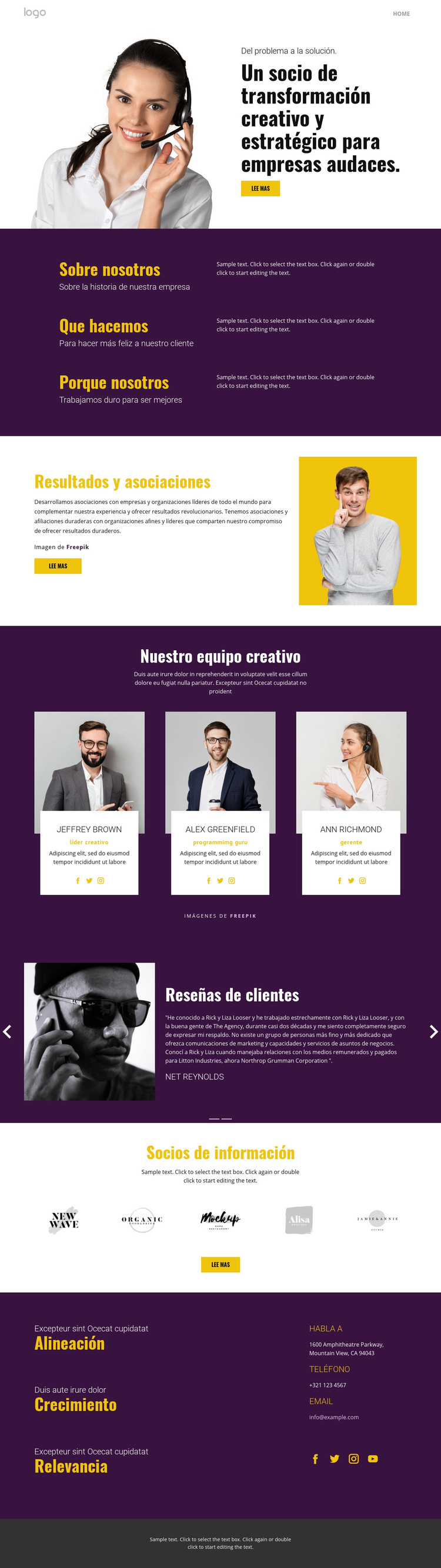 Estrategia creativa en los negocios Tema de WordPress