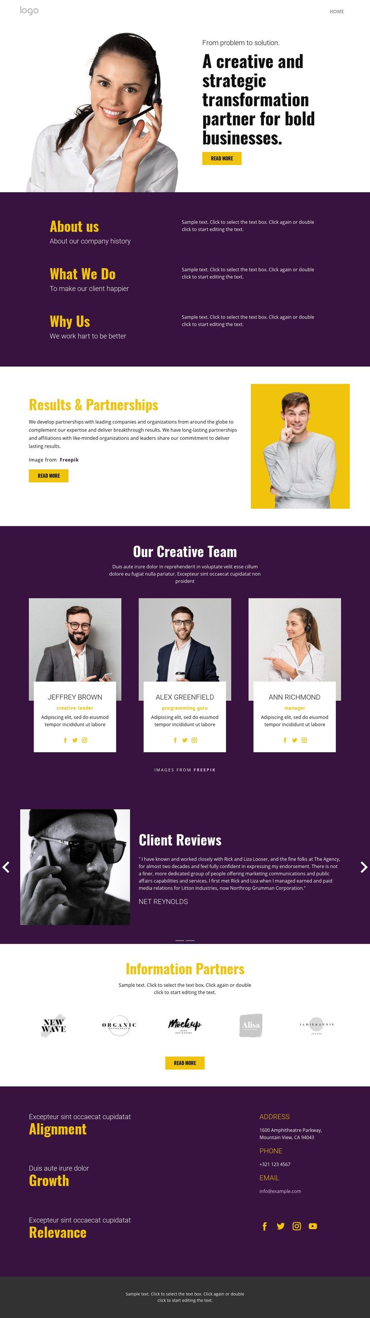 Creative strategy in business Homepage Design