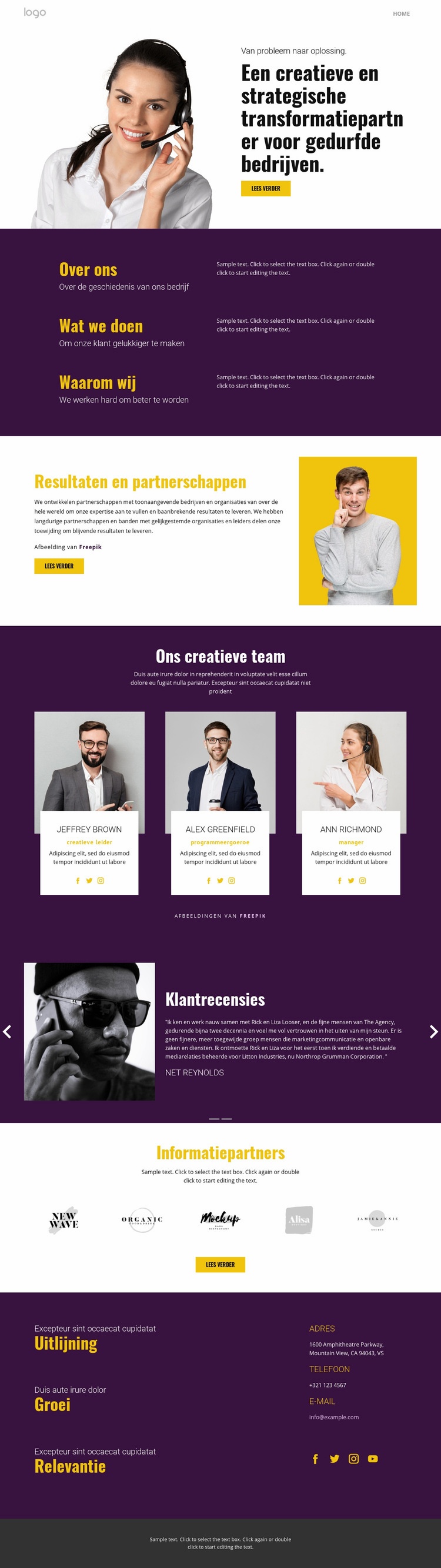 Creatieve strategie in het bedrijfsleven Website Builder-sjablonen