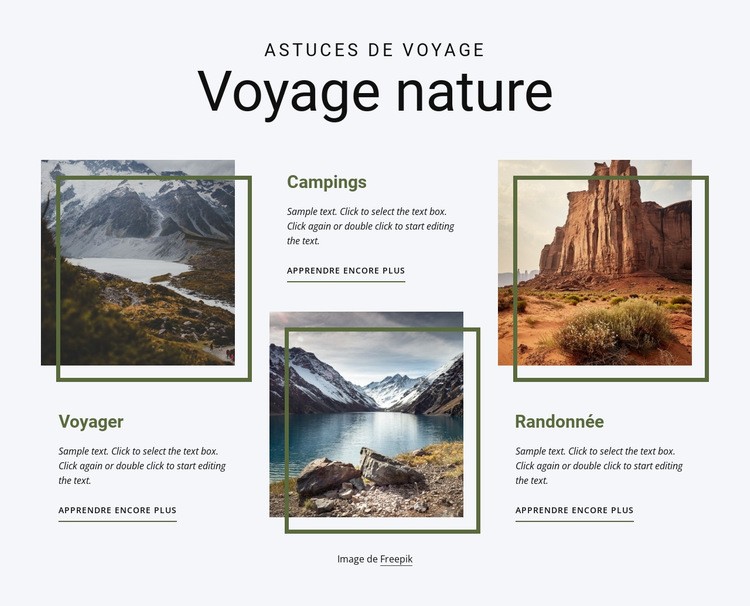 Compagnie de tourisme axé sur la nature Modèles de constructeur de sites Web