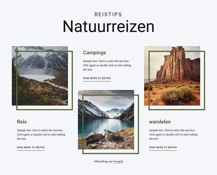 Natuurgericht reisbedrijf Bestemmingspagina