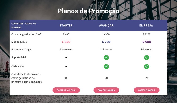 Nosso plano de promoção Modelo