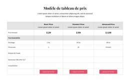 Plans Tarifaires : Modèle De Site Web Simple