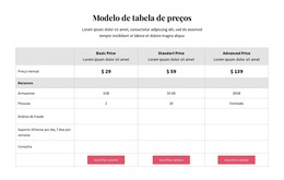 Planos De Preços - Modelo Da Web