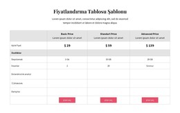 Fiyatlandırma Planları - HTML Sayfası Şablonu