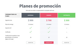 Aterrizaje HTML Para Planes De Promoción