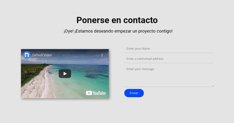 Ponte en contacto y video Página de destino