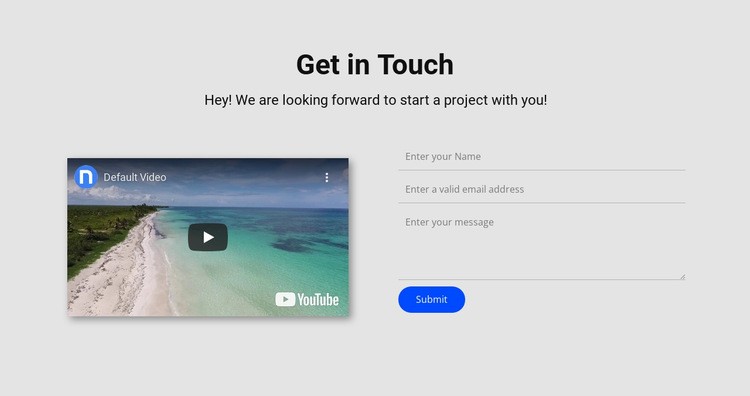 Get in touch and video Html Code Example