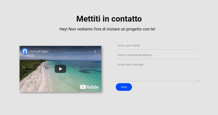 Mettiti in contatto e video Modello HTML