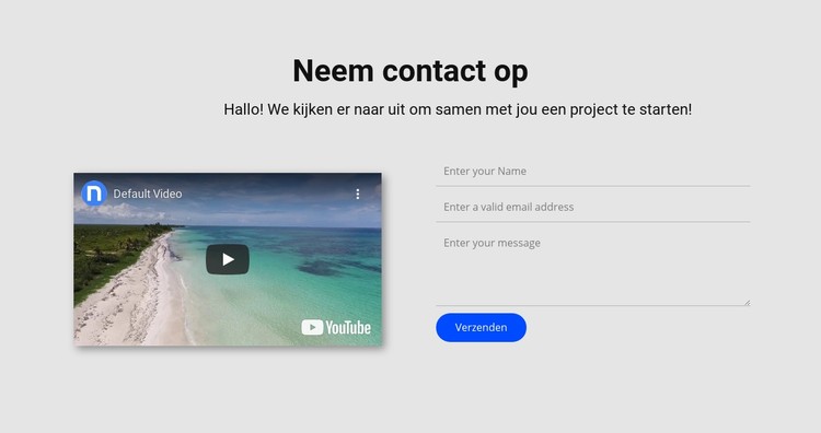 Neem contact op en video CSS-sjabloon