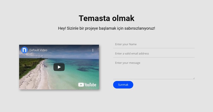 İletişime geçin ve video Açılış sayfası