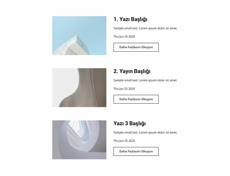 Mimari tasarım haberleri Bir Sayfa Şablonu