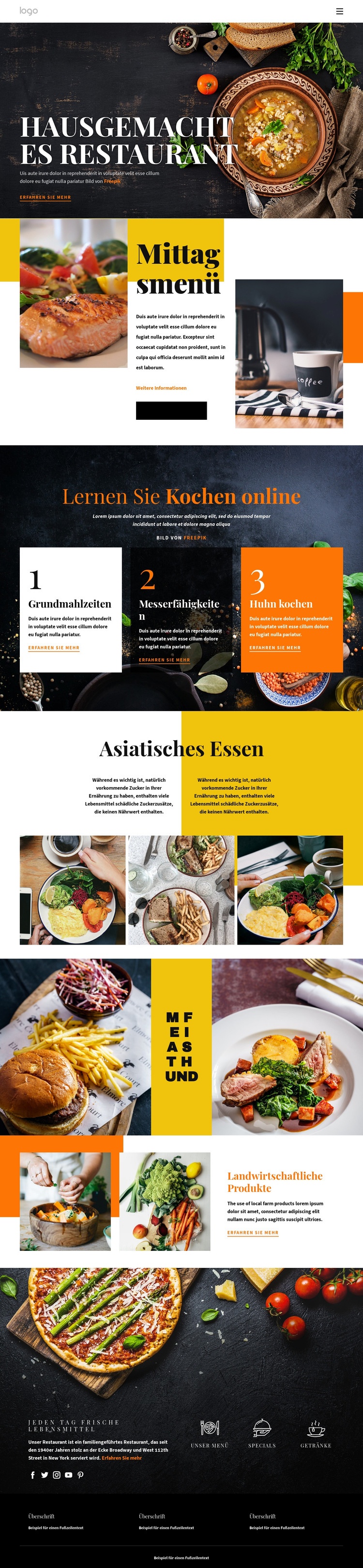 Besser als zu Hause essen Website Builder-Vorlagen