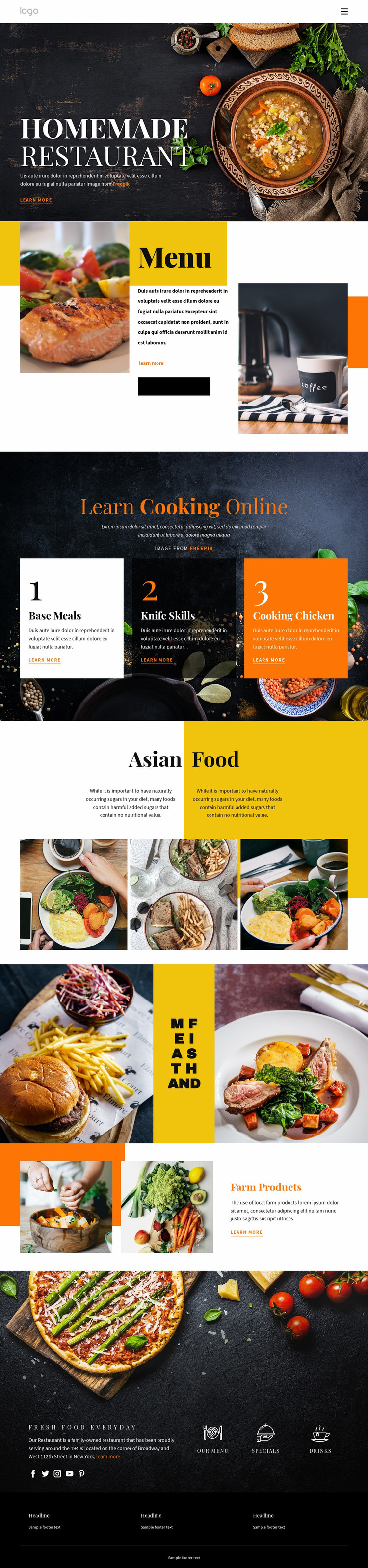 Better than home food Website Mockup