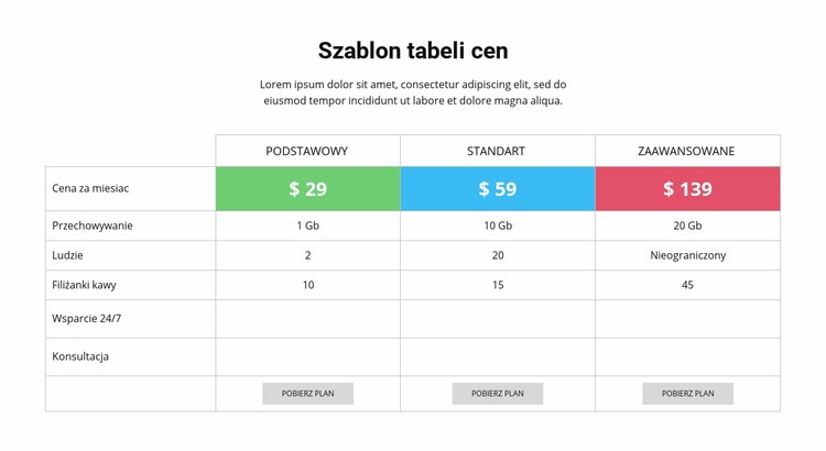 Zaoszczędź na naszych planach Makieta strony internetowej