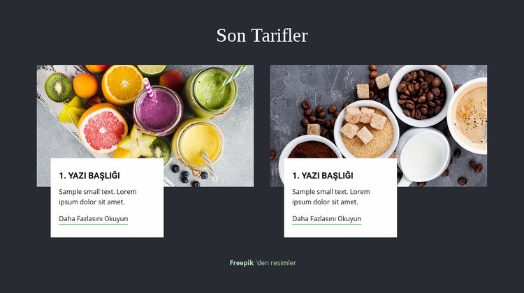 Son Tarifler Web Sitesi Mockup'ı