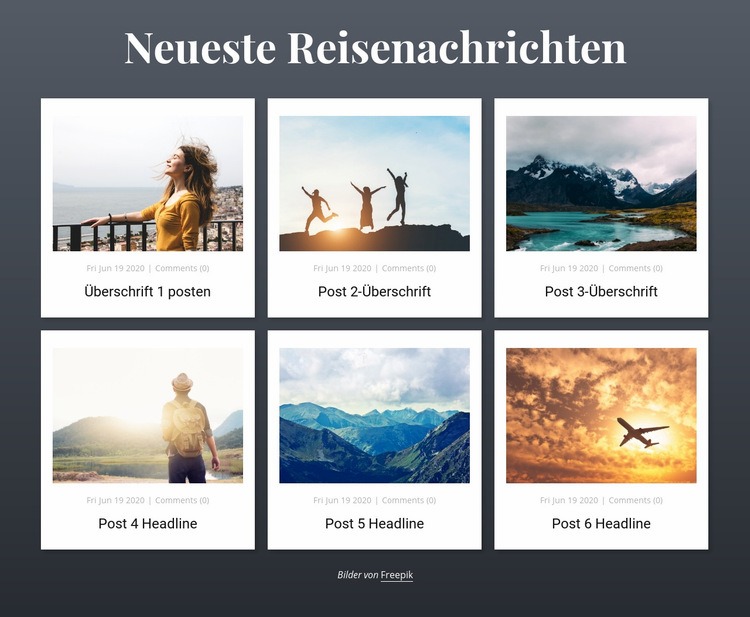 Neueste Reisenachrichten Website-Modell