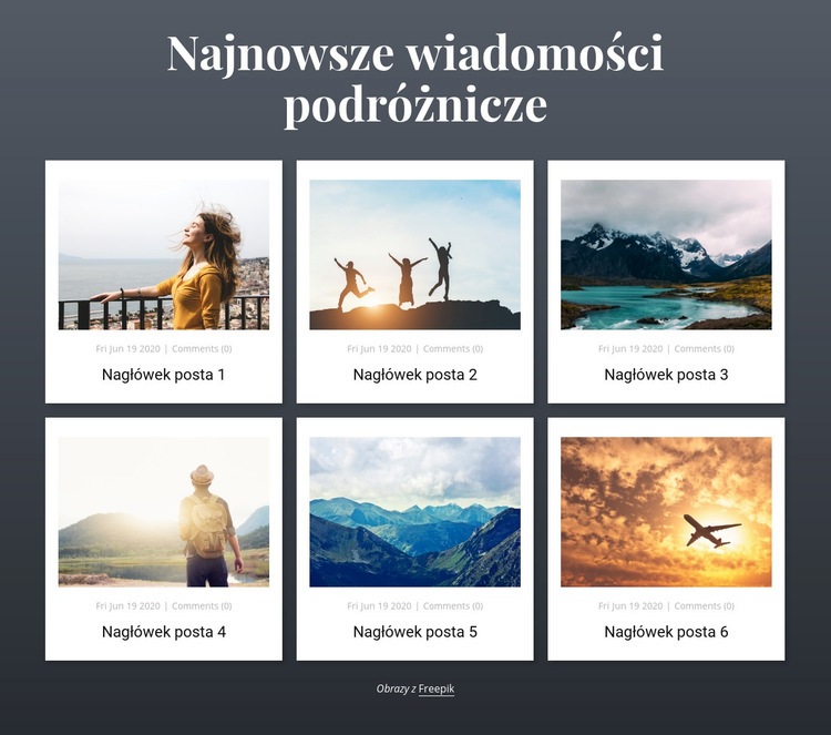 Najnowsze wiadomości podróżnicze Projekt strony internetowej