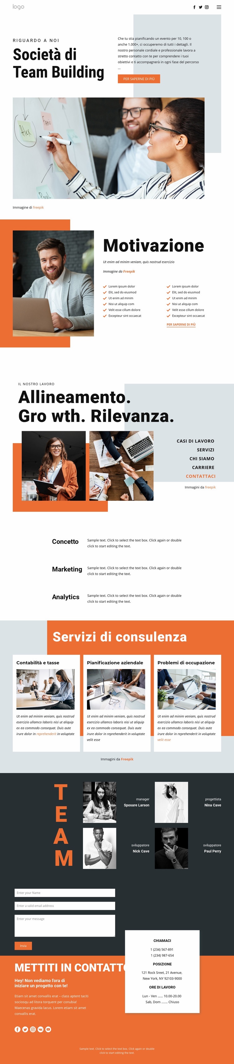 Team building per il business Progettazione di siti web