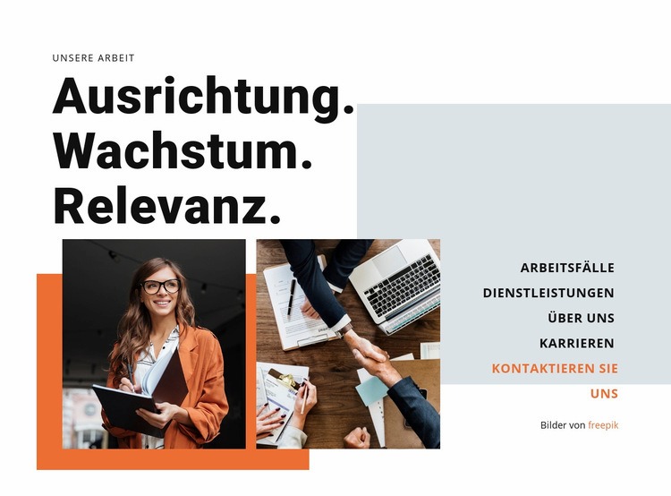 Ausrichtung, Wachstum, Relevanz HTML-Vorlage