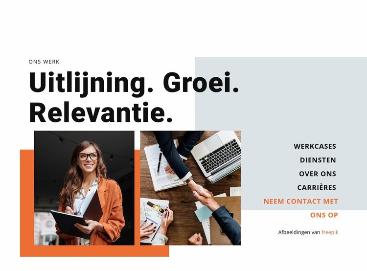 Afstemming, groei, relevantie Website sjabloon