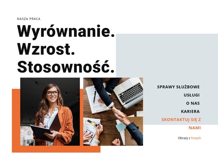 Dostosowanie, wzrost, trafność Makieta strony internetowej