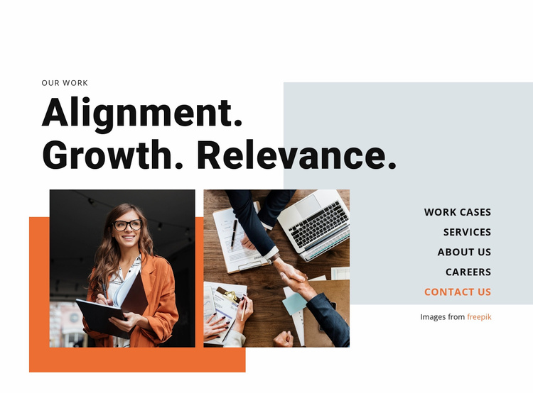 Alignment, Grow, Relevance Landing Page