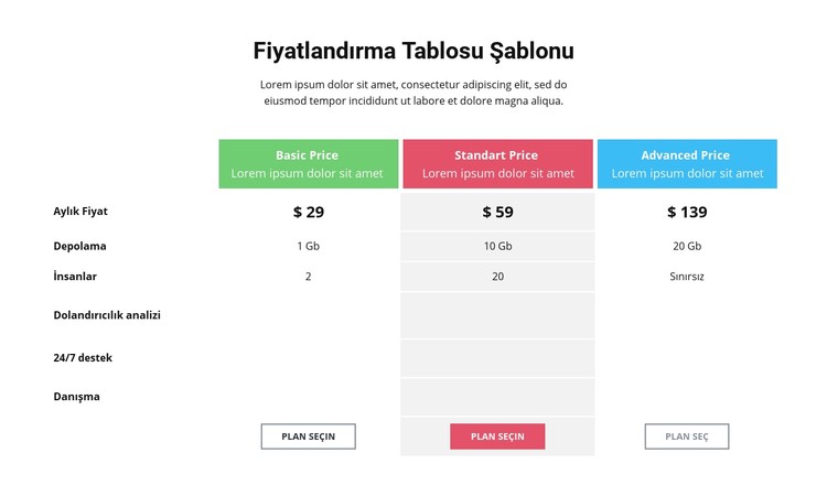 Bir fiyatlandırma stratejisi seçmek CSS Şablonu