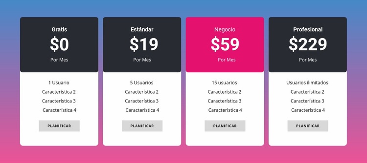 Elija su estrategia de precios Plantillas de creación de sitios web