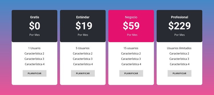 Elija su estrategia de precios Plantilla HTML5