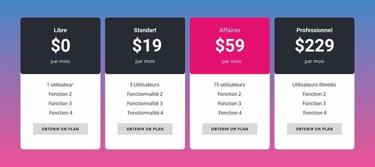 Choisissez votre stratégie tarifaire Modèle HTML5