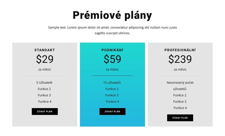 Prémiové plány Šablona CSS