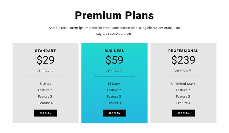 Premium Plans CSS Template