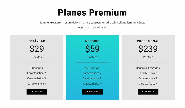 Planes Premium Creador de sitios web HTML