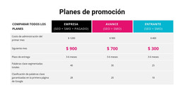 Elige Tu Plan - Plantilla De Sitio Web Gratuita